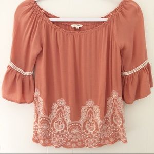 Duets Blush Boho Top Lace